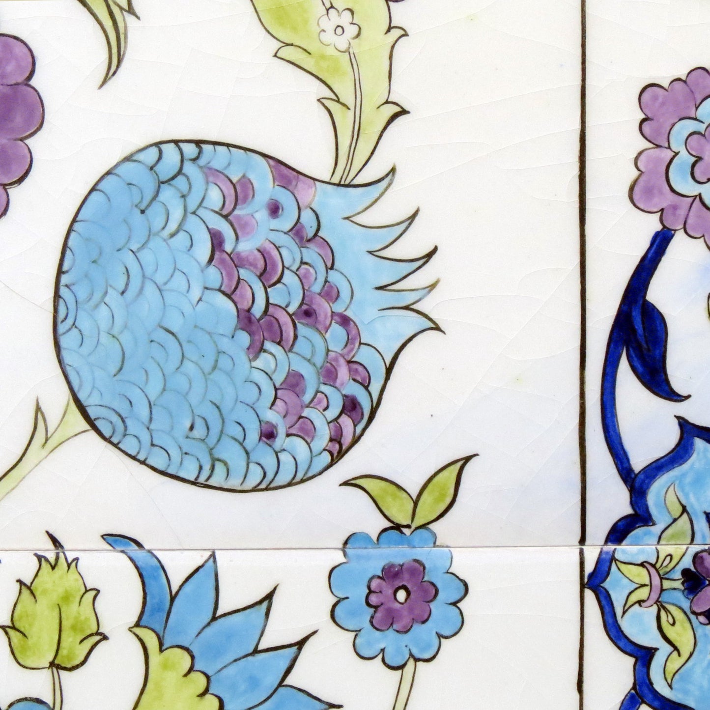Şam İşi Desenli Çini ve Ahşap Sehpa