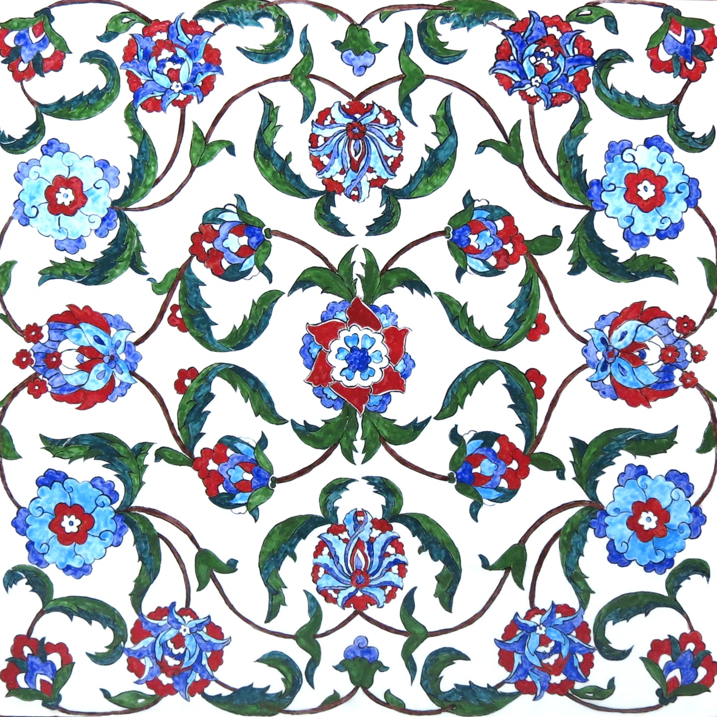 Hatai Desenli Çini ve Ahşap Sehpa