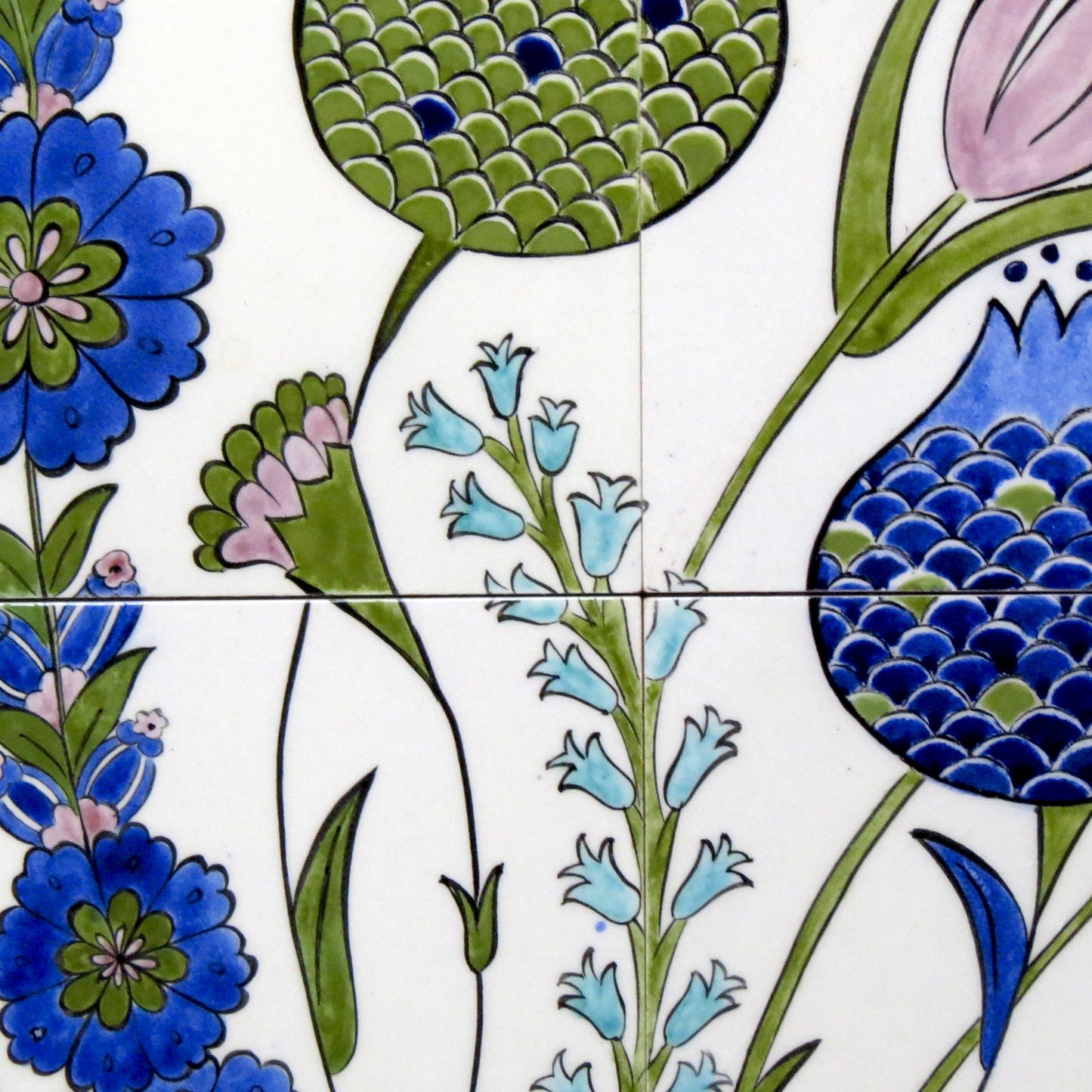 Şam İşi Deseni Çini ve Ahşap Sehpa