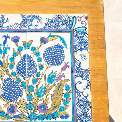 Şam İşi Desenli Çini ve Ahşap Sehpa