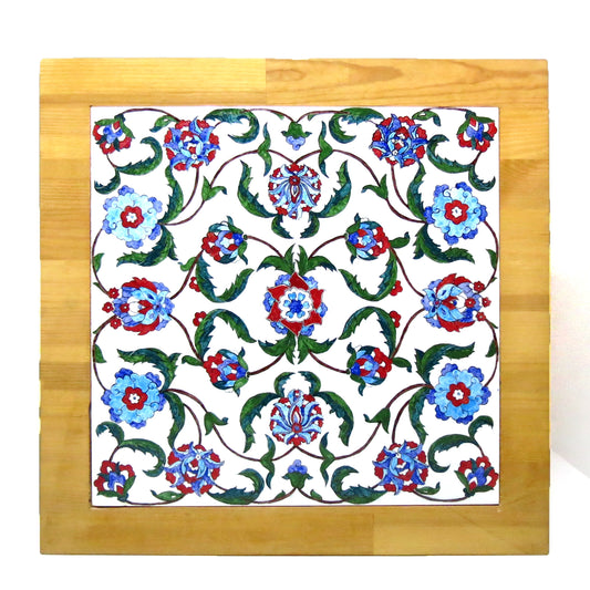 Hatai Desenli Çini ve Ahşap Sehpa