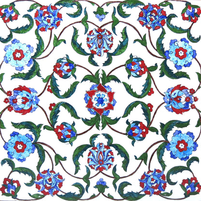 Hatai Desenli Çini ve Ahşap Sehpa